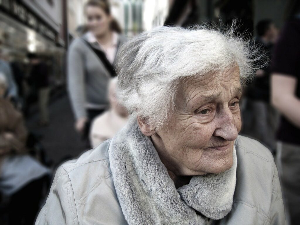 Old woman with a grey hair